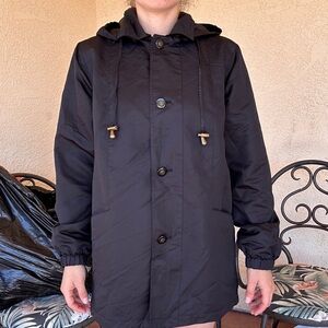 Blair Black Hooded Raincoat with Drawstring